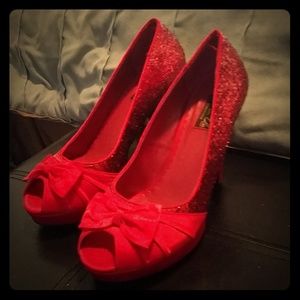 Red glitter high heels